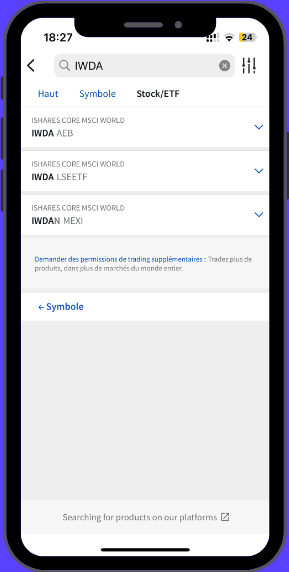 Recherche IWDA sur une plateforme